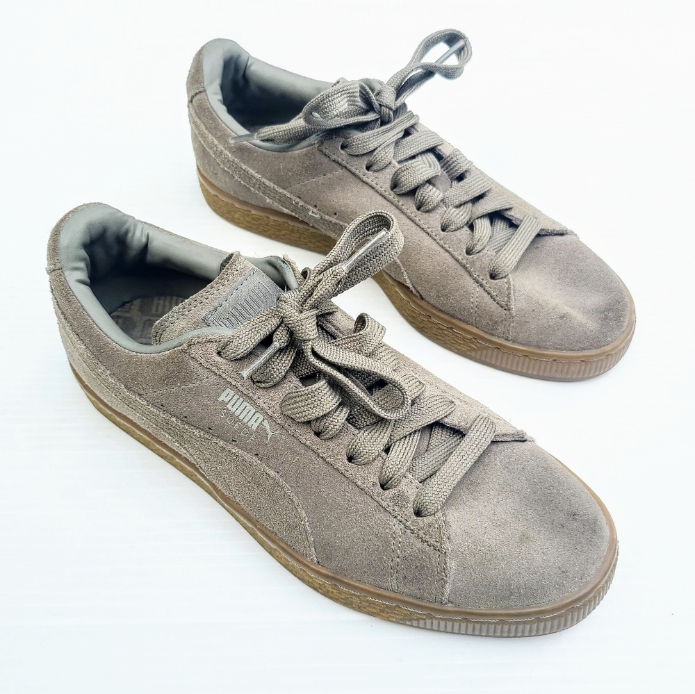 PUMA suede classics tan olive low top sneakers